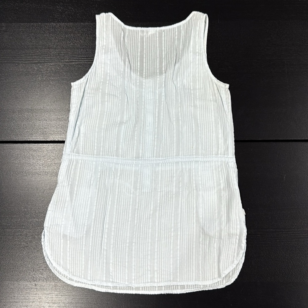 Love Squared Light Blue Striped Tank Top with Lace Ruffle Detail - S - Picture 6 of 9